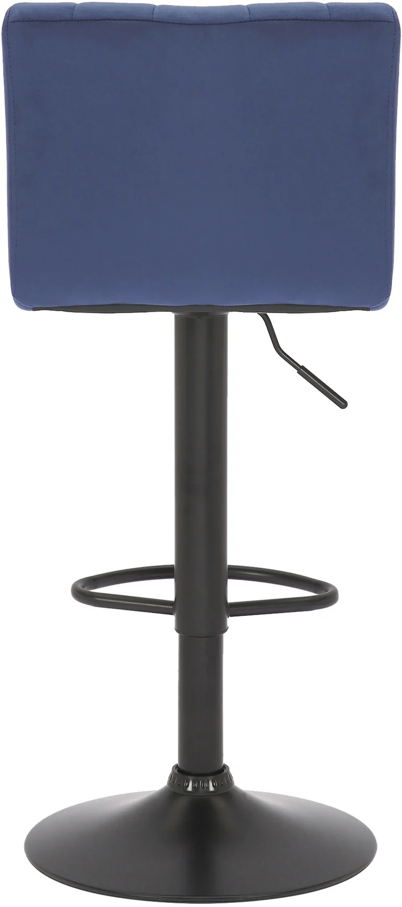 Tabouret de bar x1 pivotant hauteur réglable assise surpiqué en velours bleu et métal noir 10_0005000