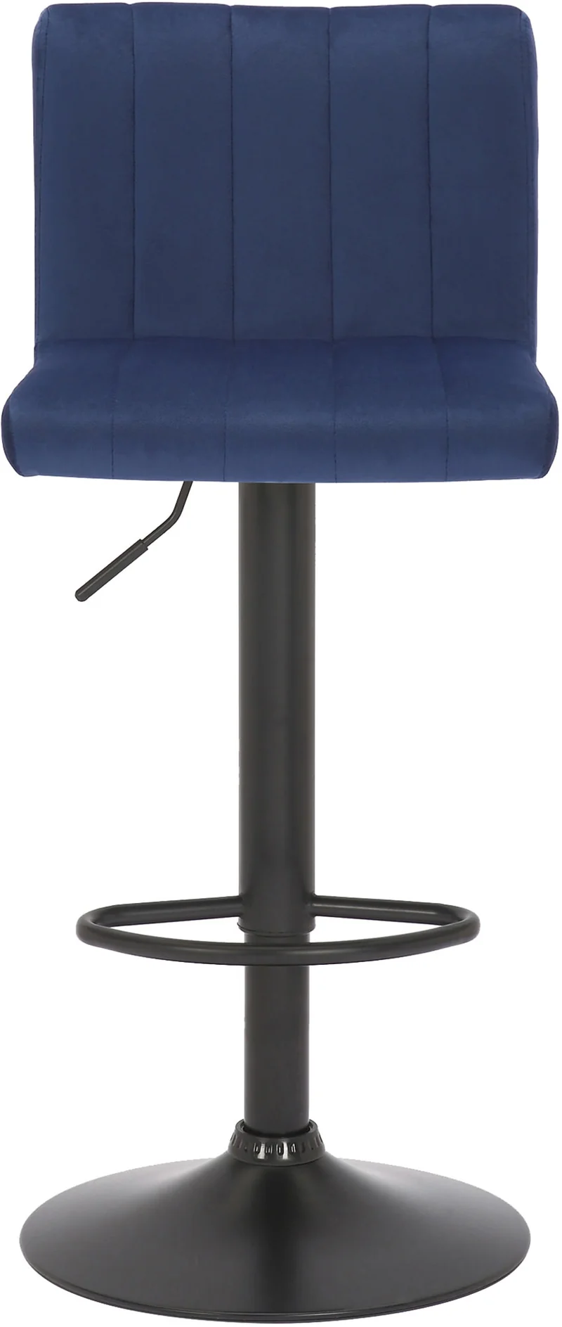 Tabouret de bar x1 pivotant hauteur réglable assise surpiqué en velours bleu et métal noir 10_0005000