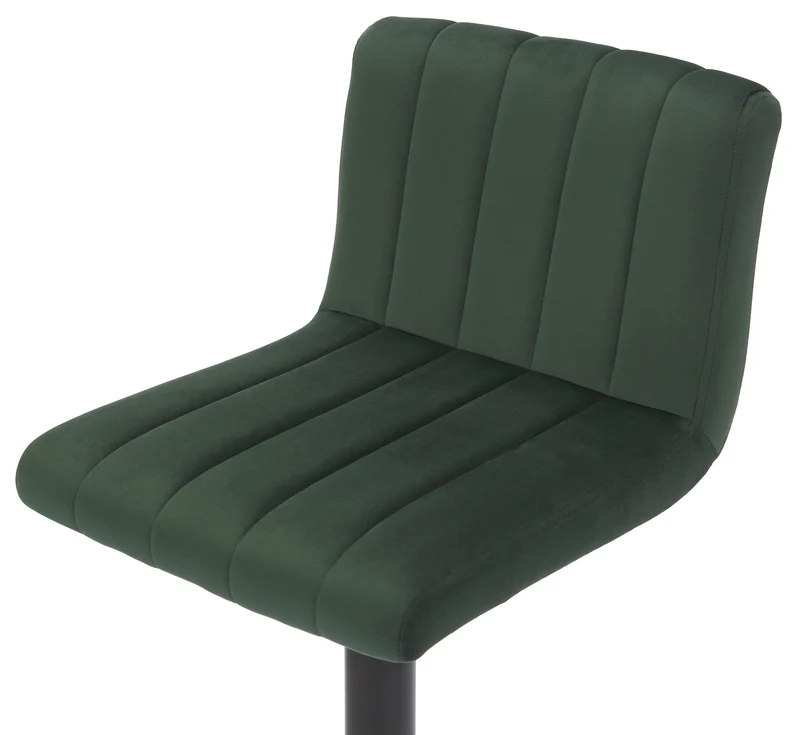 Lot de 2 tabourets de bar pivotant hauteur réglable assise surpiqué en velours vert et métal noir 10_0004228