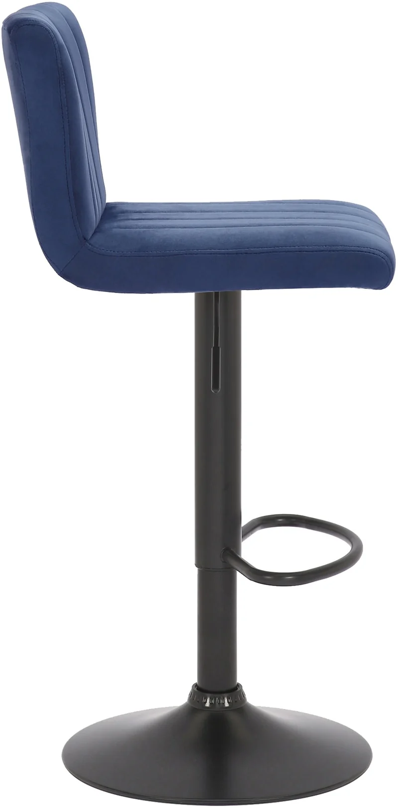 Lot de 2 tabourets de bar pivotant hauteur réglable assise surpiqué en velours bleu et métal noir 10_0004224