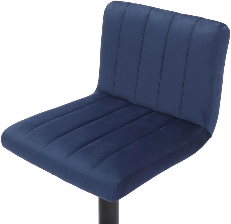 Lot de 2 tabourets de bar pivotant hauteur réglable assise surpiqué en velours bleu et métal noir 10_0004224