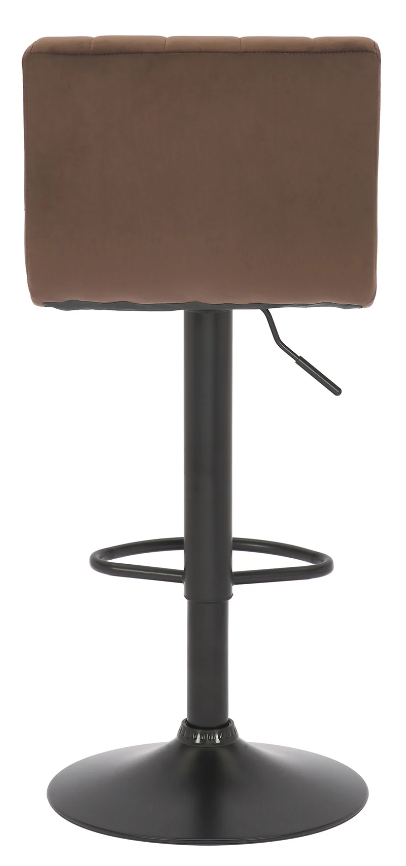 Lot de 2 tabourets de bar pivotant hauteur réglable assise surpiqué en velours marron et métal noir 10_0004225