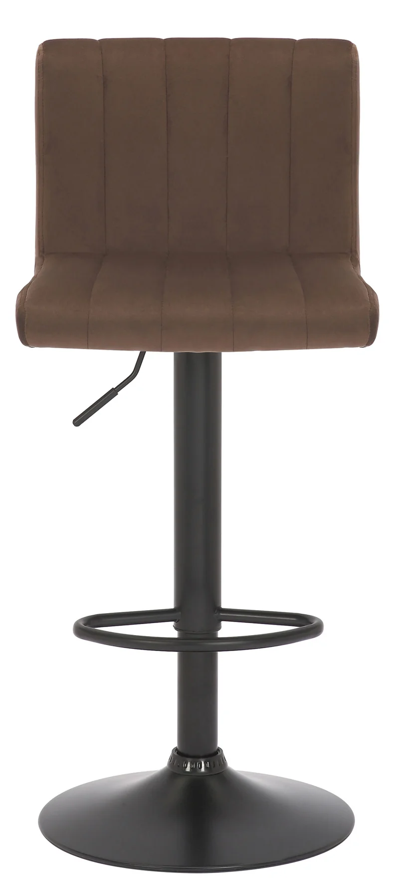 Tabouret de bar x1 pivotant hauteur réglable assise surpiqué en velours marron et métal noir 10_0005001