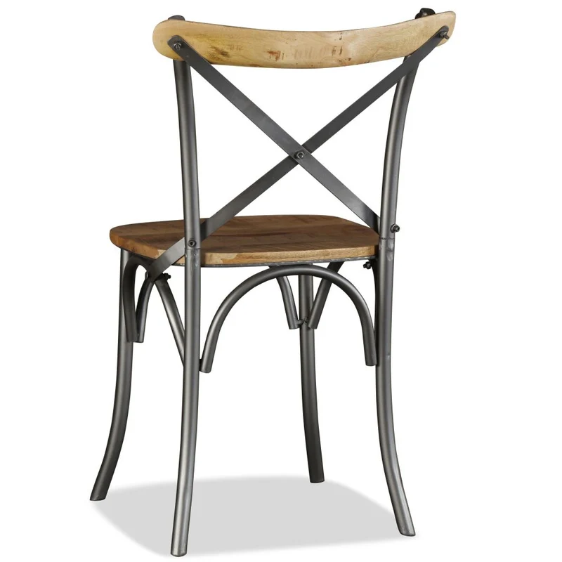 Lot de 6 chaises de salle à manger cuisine design industriel bois de manguier massif et acier CDS022103