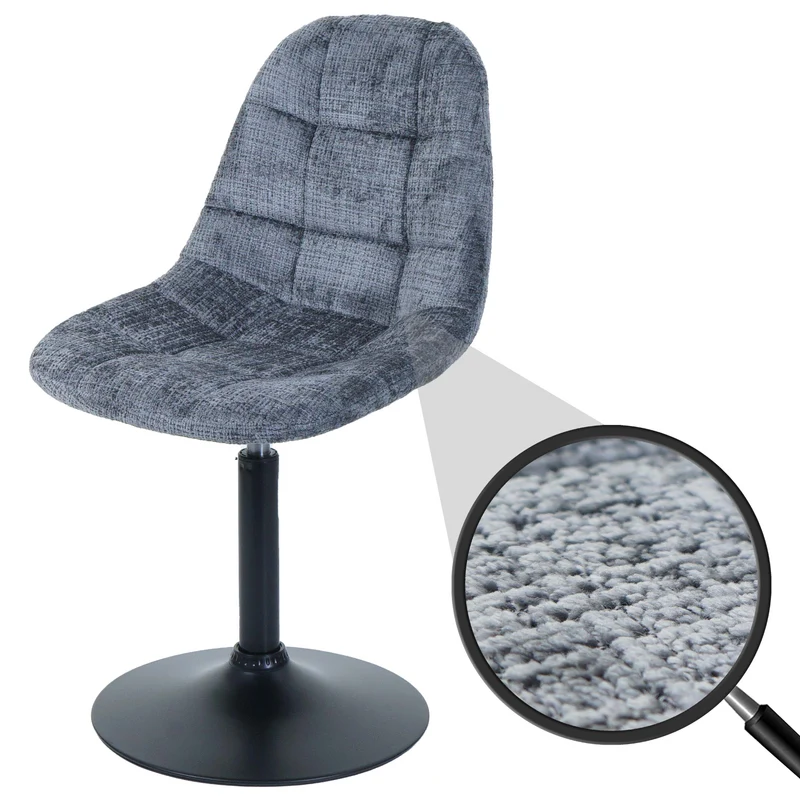 Chaise de salle à manger pivotante 360° en tissu chenille gris foncé pied acier noir mat 04_0009897