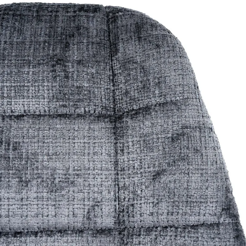 Chaise de salle à manger pivotante 360° en tissu chenille gris foncé pied acier noir mat 04_0009897