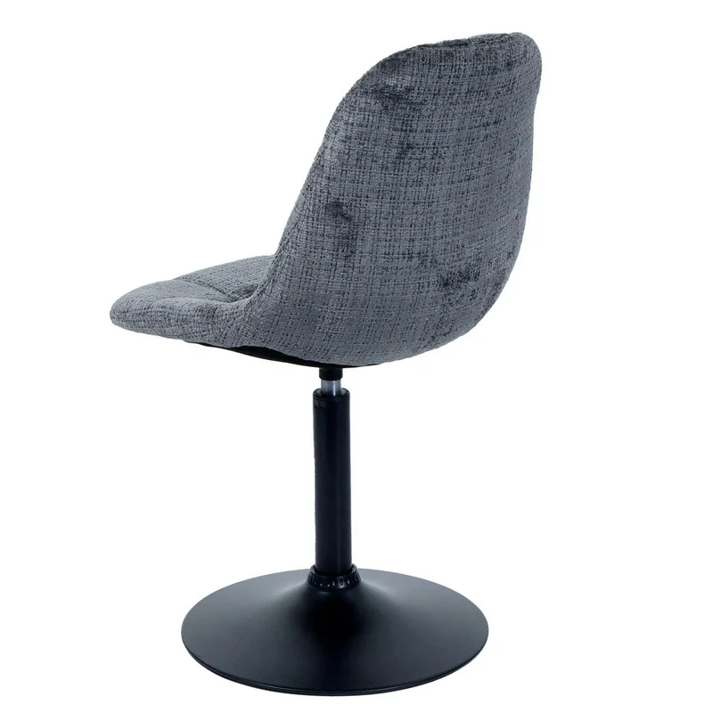 Chaise de salle à manger pivotante 360° en tissu chenille gris foncé pied acier noir mat 04_0009897