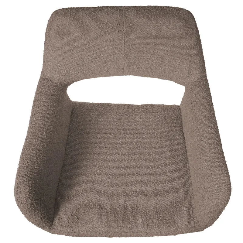 Chaise de salle à manger avec accoudoirs style moderne en tissu bouclé taupe et pieds en bois de hêtre 04_0009860