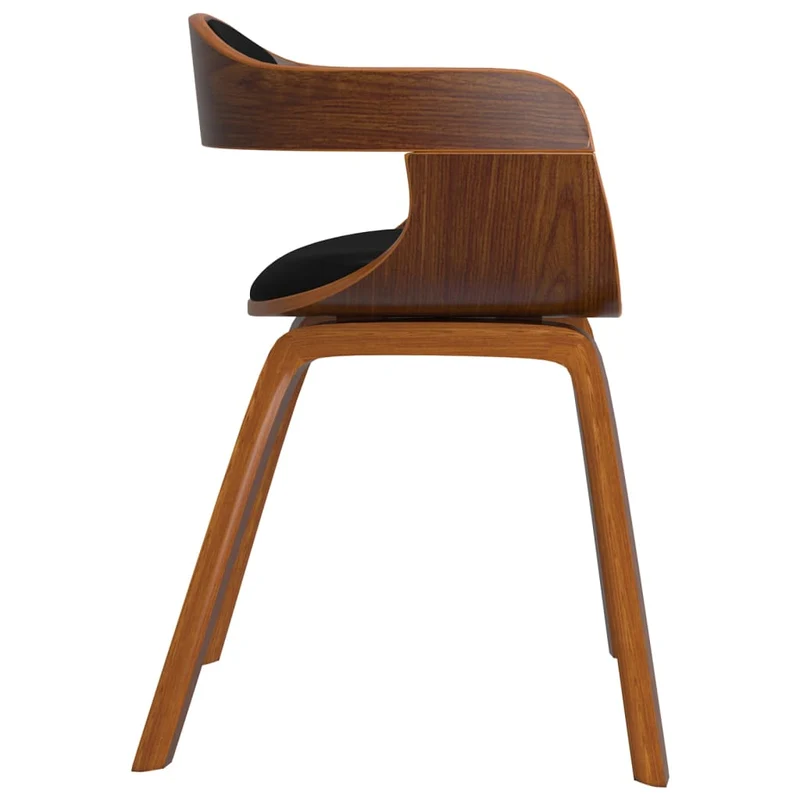 Chaise de salle à manger chaise de bureau design moderne en bois courbé et PVC noir DEC025177