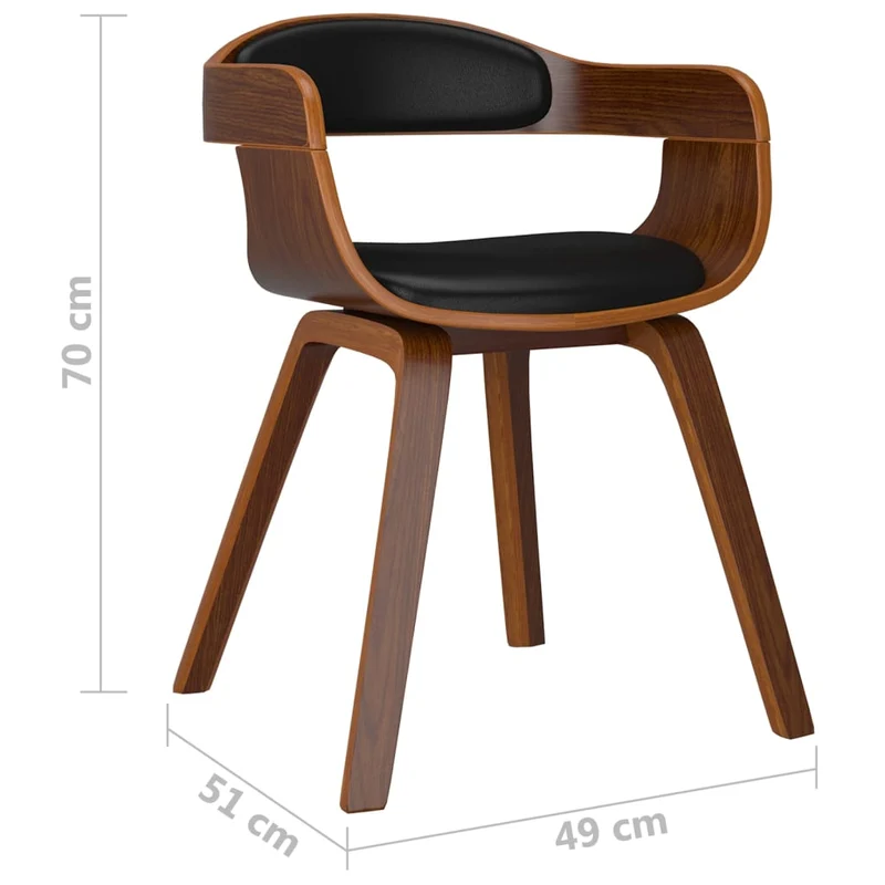 Chaise de salle à manger chaise de bureau design moderne en bois courbé et PVC noir DEC025177