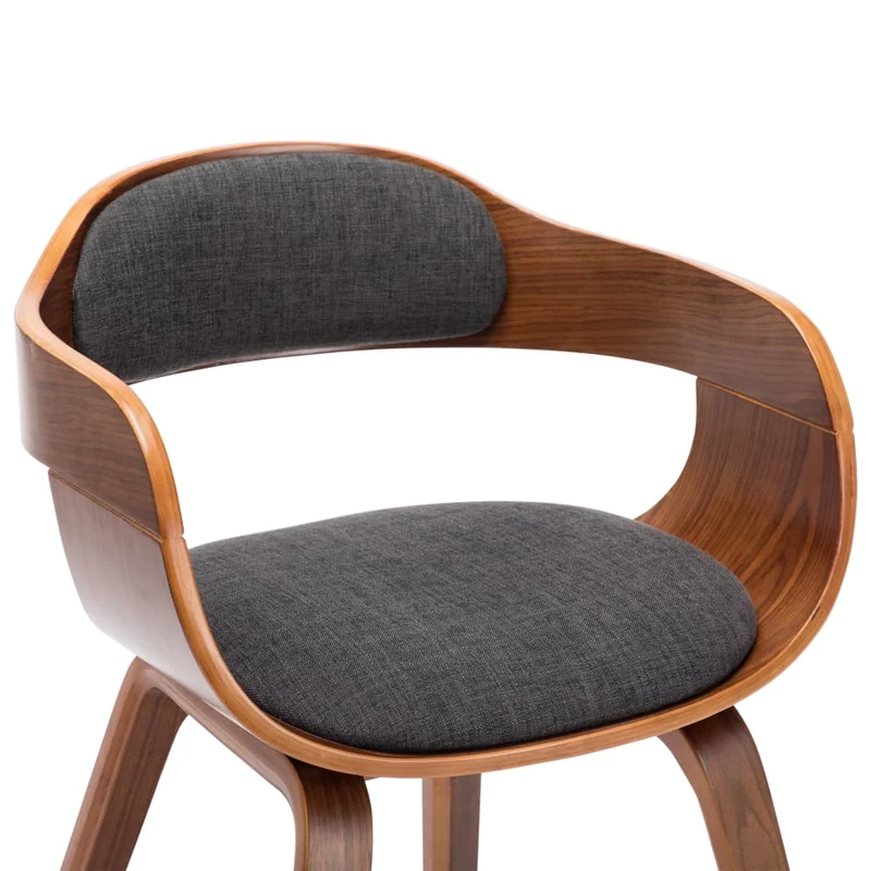 Chaise de salle à manger design chic en tissu gris foncé et bois courbé CDS020041