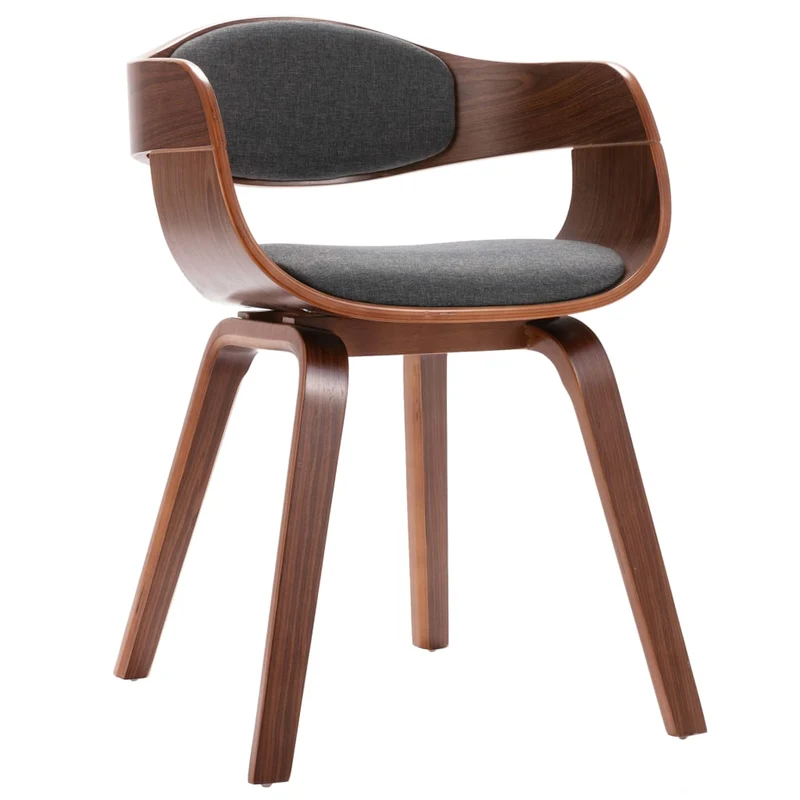 Set de 2 chaises de salle à manger bureau en bois courbé et tissu gris DEC025492