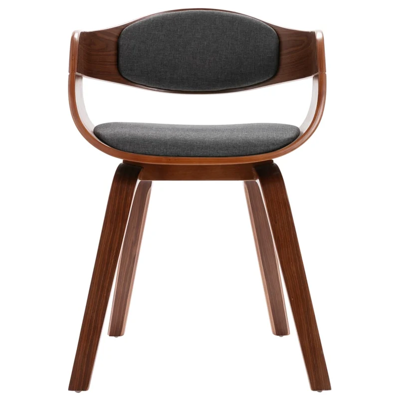Set de 2 chaises de salle à manger bureau en bois courbé et tissu gris DEC025492