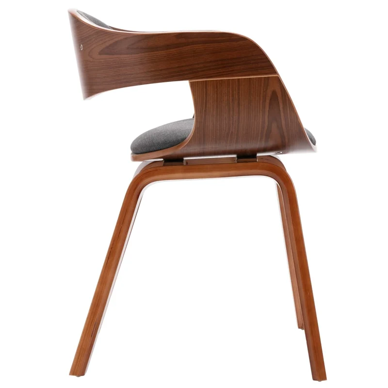 Set de 2 chaises de salle à manger bureau en bois courbé et tissu gris DEC025492