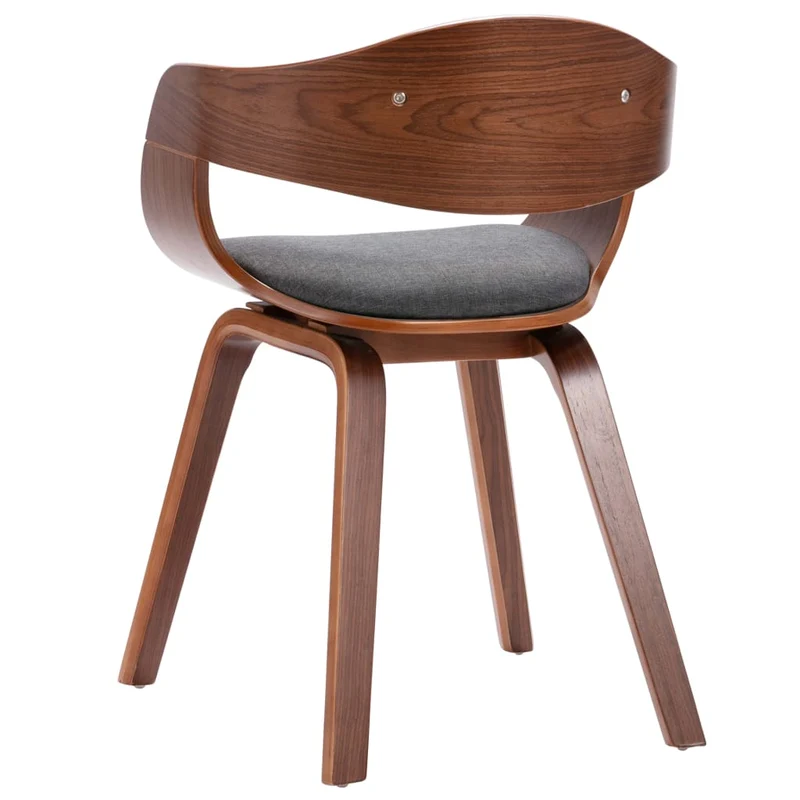 Set de 2 chaises de salle à manger bureau en bois courbé et tissu gris DEC025492
