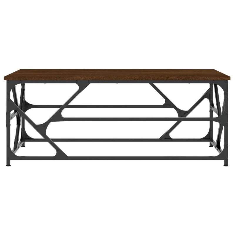 Table basse design industriel 100 x 50 x 40 cm bois d'ingénierie marron et métal DEC038584
