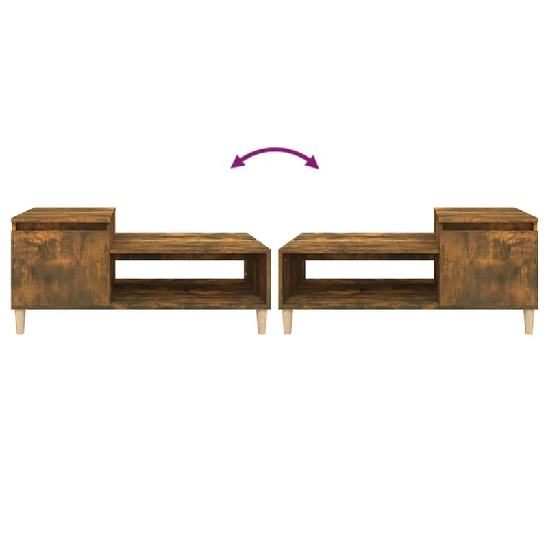 Table basse avec compartiment de rangement design rustique 100 x 50 x 45 cm bois d'ingénierie marron DEC038329