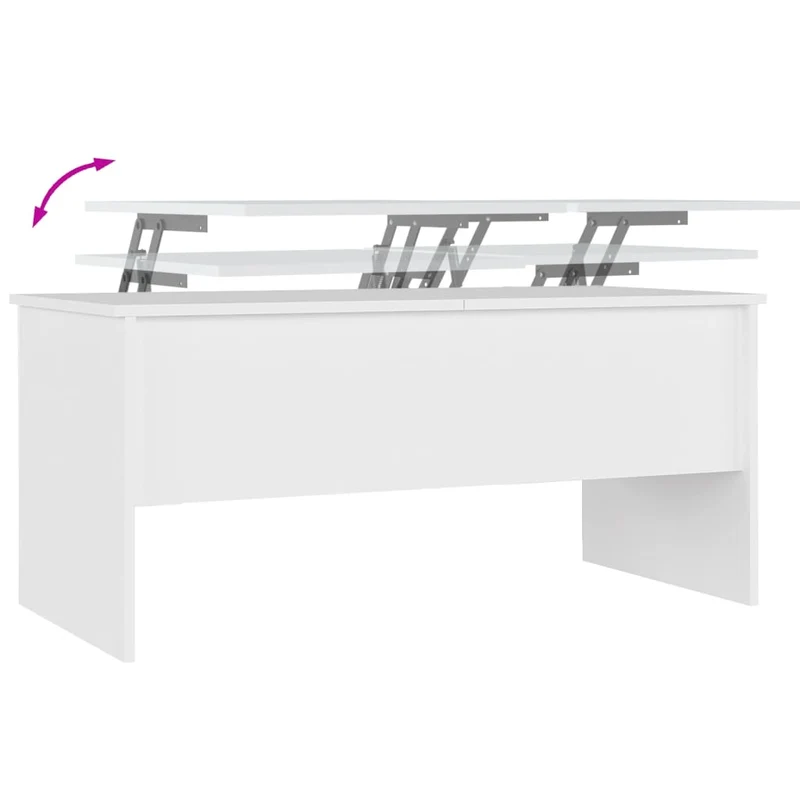 Table basse de salon plateau réglable design moderne 102 x 50,5 x 46,5 cm bois d'ingénierie blanc DEC037808