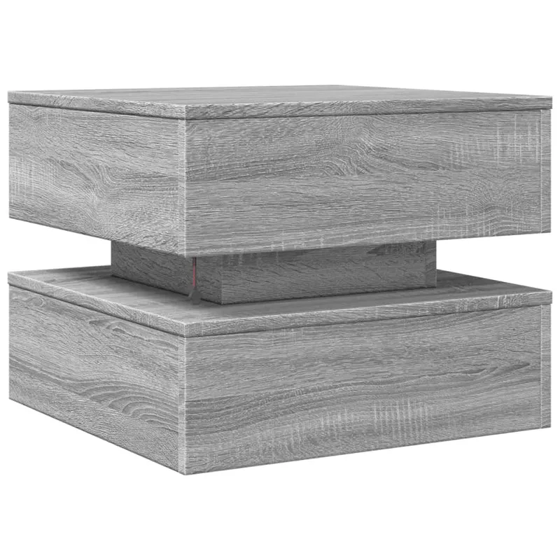 Table basse de salon design moderne avec lumières LED 50 x 50 x 40 cm gris DEC037690
