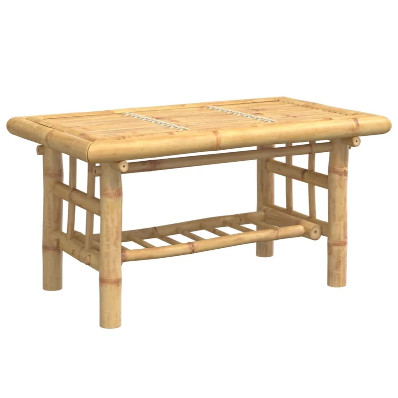 Table basse de salon design exotique 70 x 45 x 36 cm bambou avec une finition naturelle DEC037129