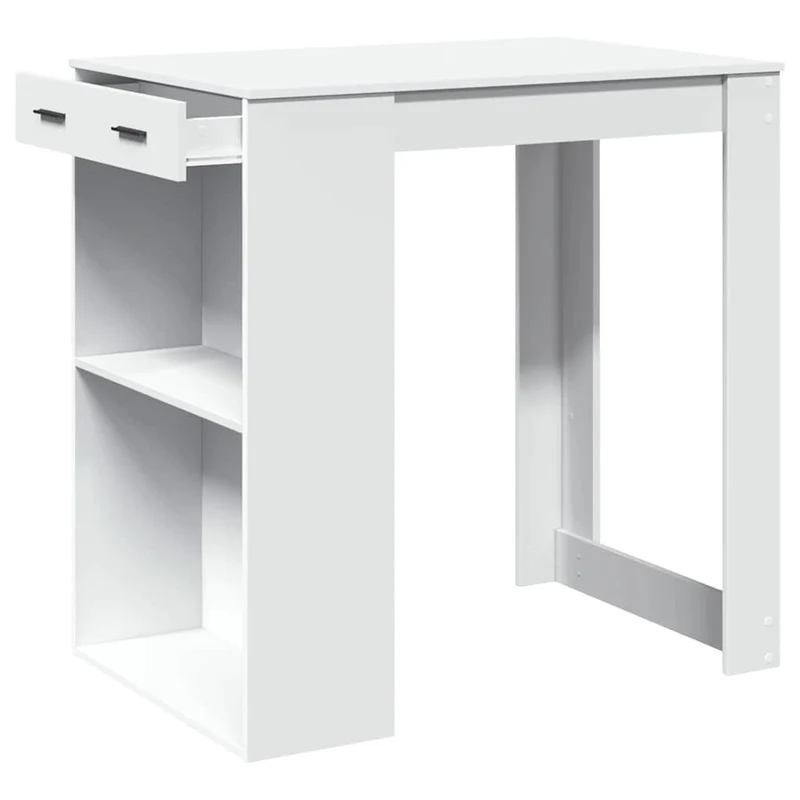 Table d’appoint multifonction avec 2 étagères et 1 tiroir 102 x 70 x 103,5 cm bois d'ingénierie blanc DEC036404