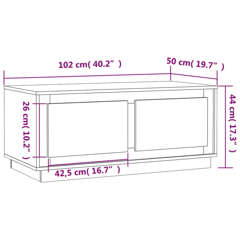 Table basse avec compartiment avec porte design rustique 102 x 50 x 44 cm bois d'ingénierie marron DEC038636