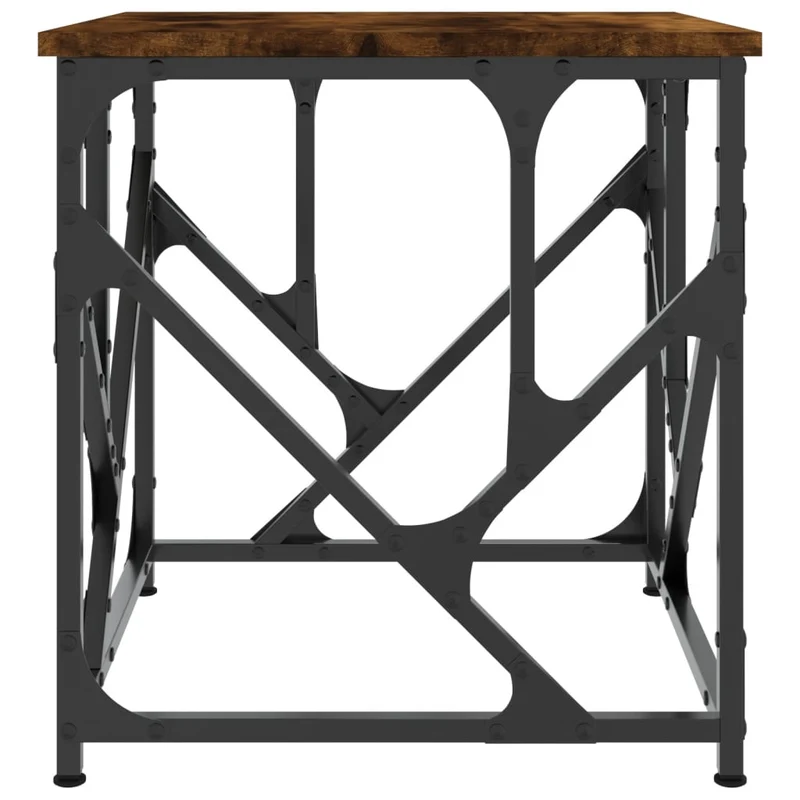 Table basse design industriel 45 x 45 x 47,5 cm bois d'ingénierie marron et métal DEC038401
