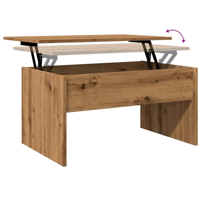 Table basse plateau relevable design rustique 80 x 50,5 x 41,5 cm bois d'ingénierie marron DEC038295