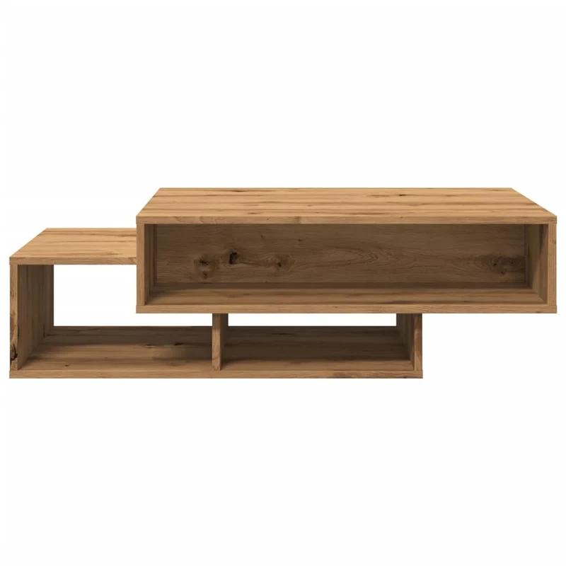 Table basse 3 compartiments design rustique 105 x 55 x 32 cm bois d'ingénierie couleur chêne DEC038293