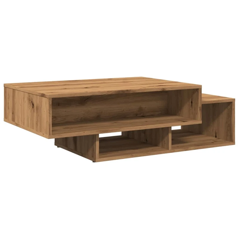 Table basse 3 compartiments design rustique 105 x 55 x 32 cm bois d'ingénierie couleur chêne DEC038293