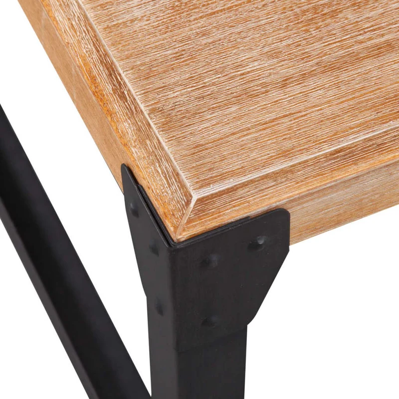 Table basse design industriel en bois d'acacia massif et acier 100 x 60 x 45 cm DEC038216