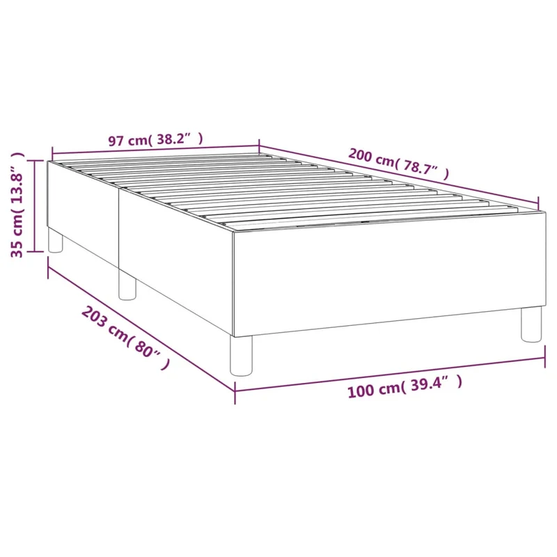 Sommier à lattes sur pieds cadre de lit 100x200 cm tissu crème TDL0207277