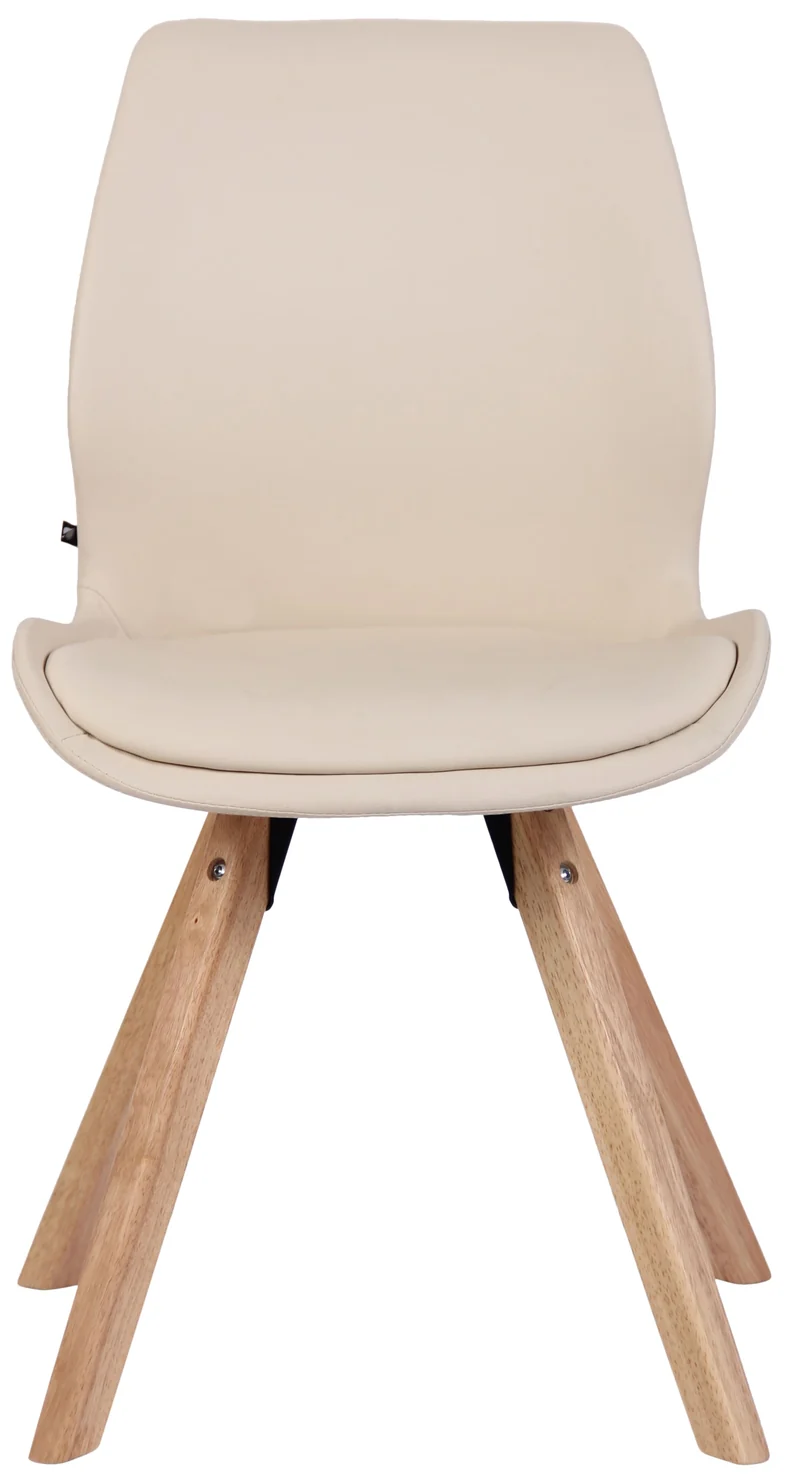 Chaise de salle à manger x1 design scandinave en PVC crème et pieds en bois carrés clair 10_0007347