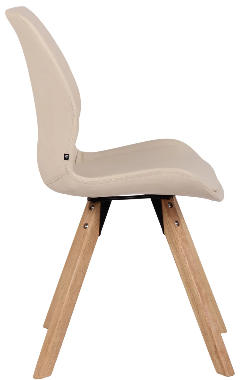 Chaise de salle à manger x1 design scandinave en PVC crème et pieds en bois carrés clair 10_0007347