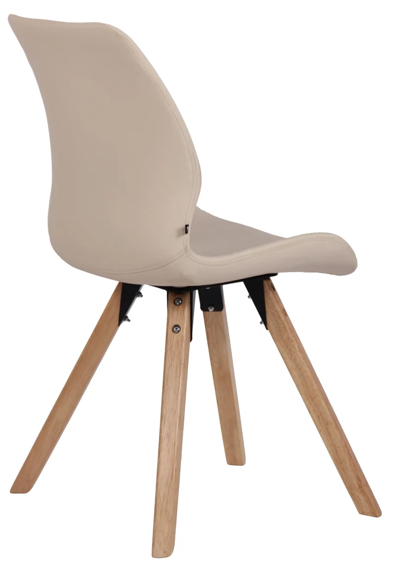 Chaise de salle à manger x1 design scandinave en PVC crème et pieds en bois carrés clair 10_0007347