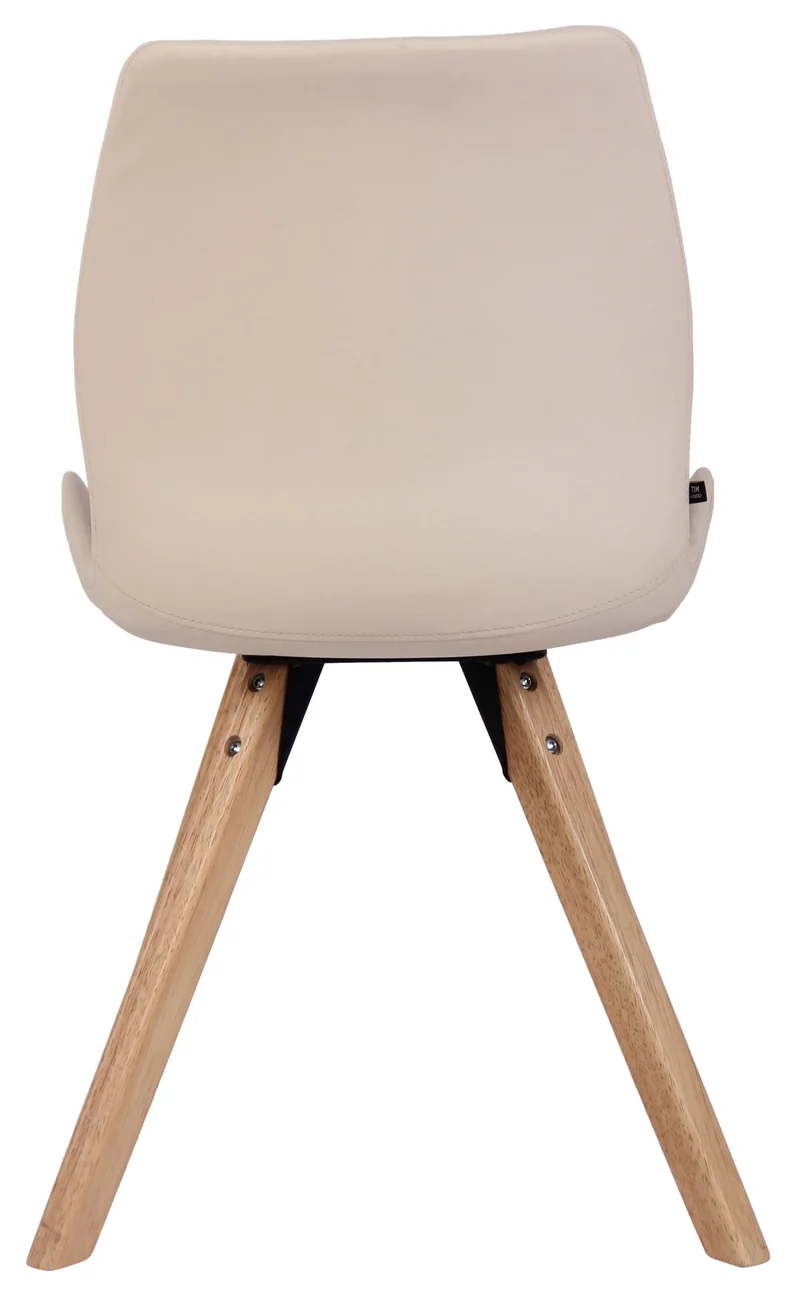 Chaise de salle à manger x1 design scandinave en PVC crème et pieds en bois carrés clair 10_0007347