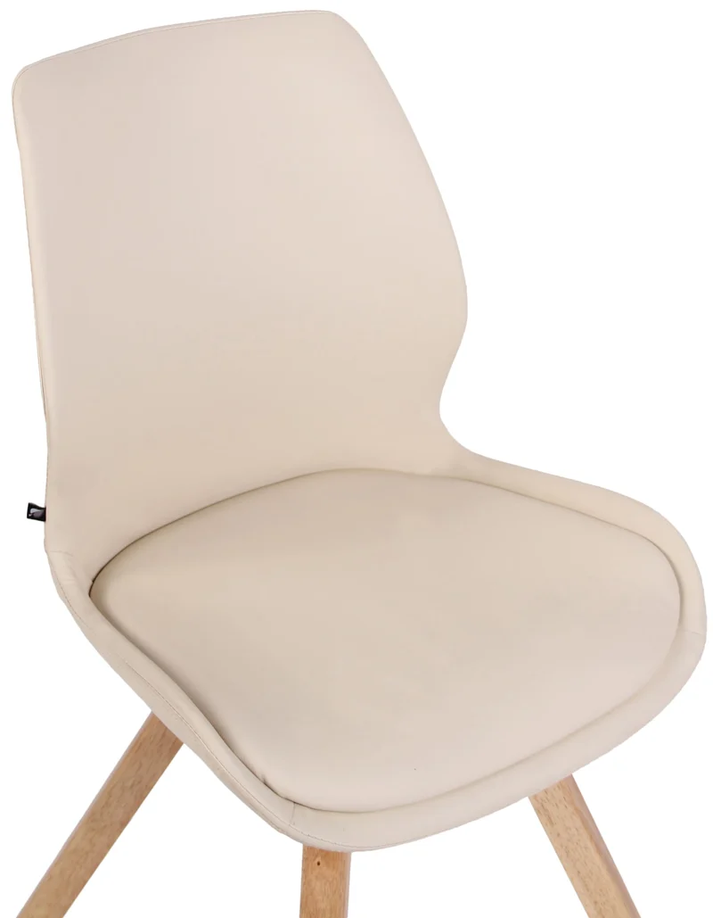 Chaise de salle à manger x1 design scandinave en PVC crème et pieds en bois carrés clair 10_0007347