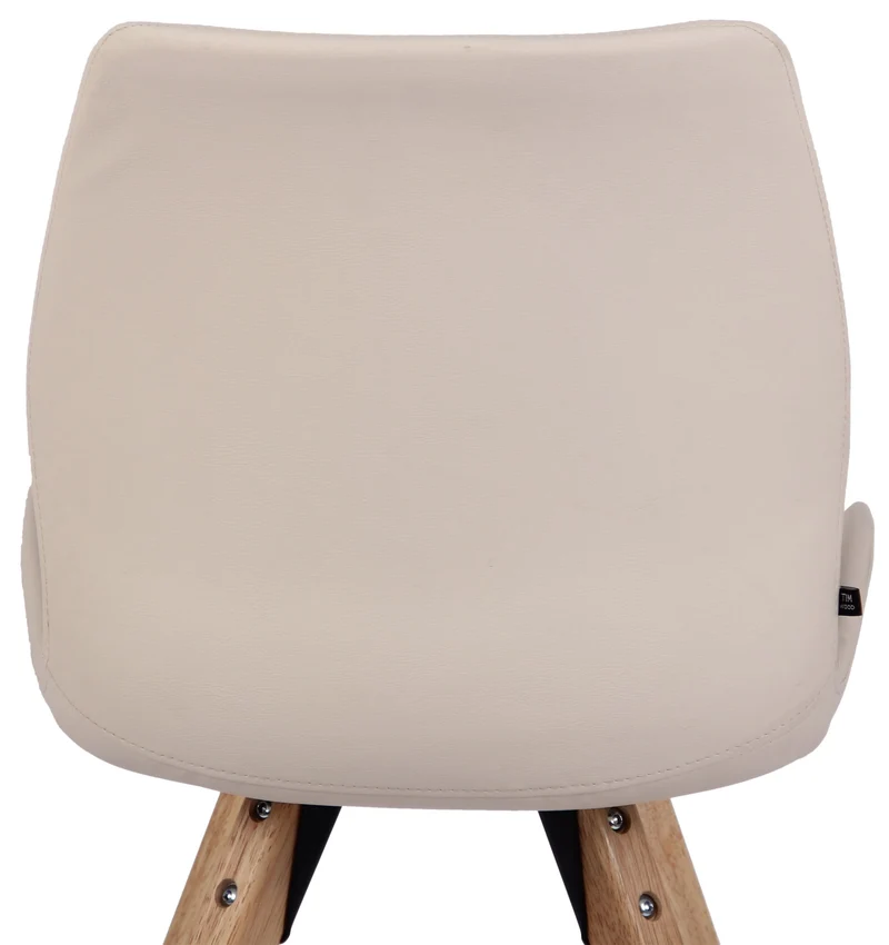 Chaise de salle à manger x1 design scandinave en PVC crème et pieds en bois carrés clair 10_0007347