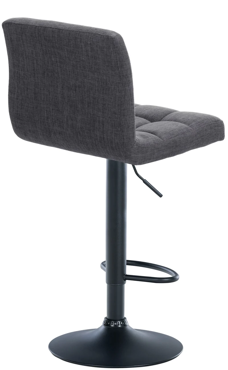 Lot de 2 tabourets de bar style contemporain en tissu matelassé gris clair cadre métal noir 10_0006722