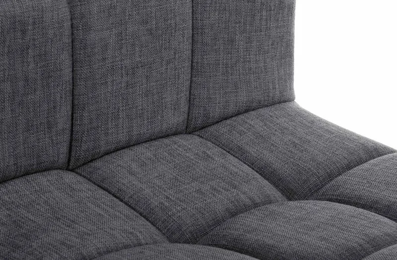 Tabouret de bar x1 style contemporain en tissu matelassé gris clair cadre métal blanc 10_0006455