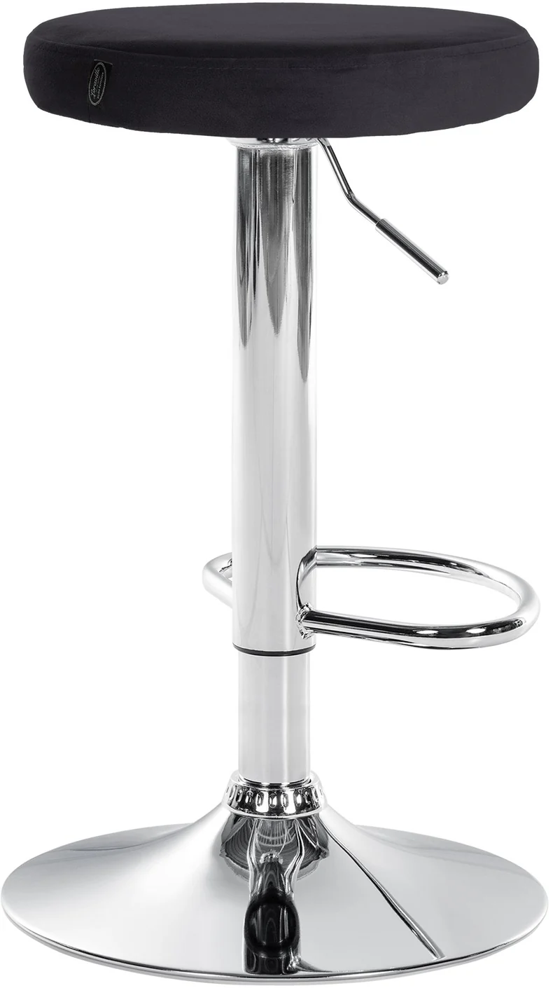 Tabouret de bar x1 design simple hauteur réglable revêtement en velours noir pieds en métal chromé 10_0005744