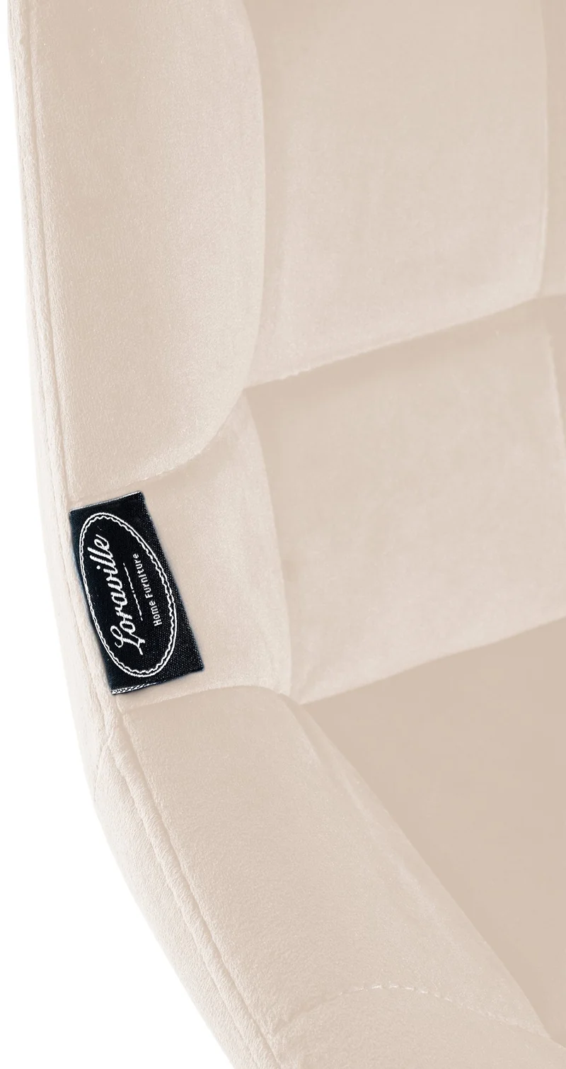 Tabouret de bar x1 avec repose-pieds revêtement en velours crème piètement à quatre pieds en métal noir 10_0005465