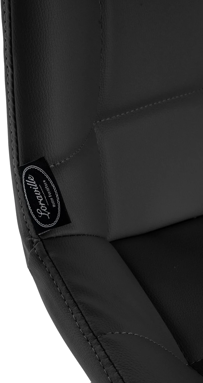 Tabouret de bar pivotant x1 avec repose-pieds revêtement en PVC noir piètement à quatre pieds en métal noir 10_0005469