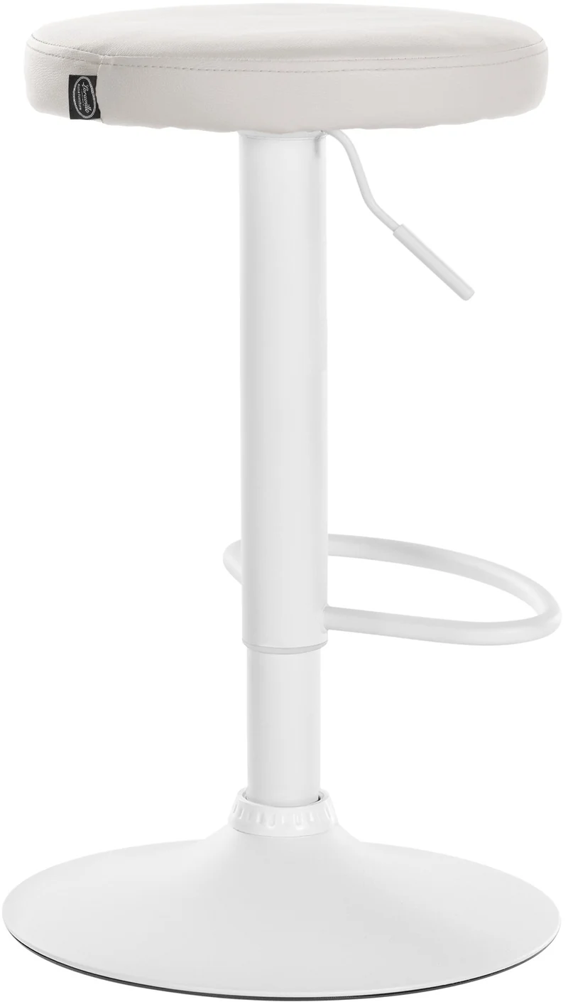 Lot de 2 tabourets de bar design simple avec assise en synthétique blanc et cadre métal blanc TDB10683