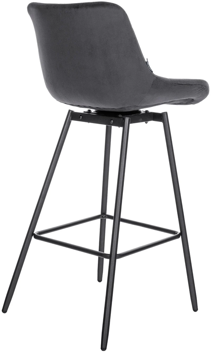 Tabouret de bar pivotant x1 avec repose-pieds revêtement en velours gris foncé piètement à quatre pieds en métal noir 10_0005472
