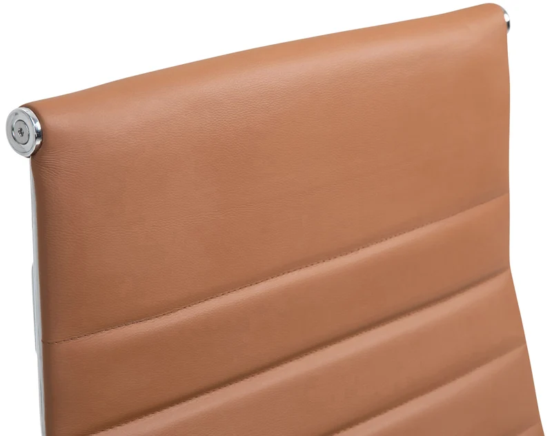 Fauteuil de bureau avec accoudoirs siège pivotant mécanisme à bascule en cuir véritable marron clair 10_0002518