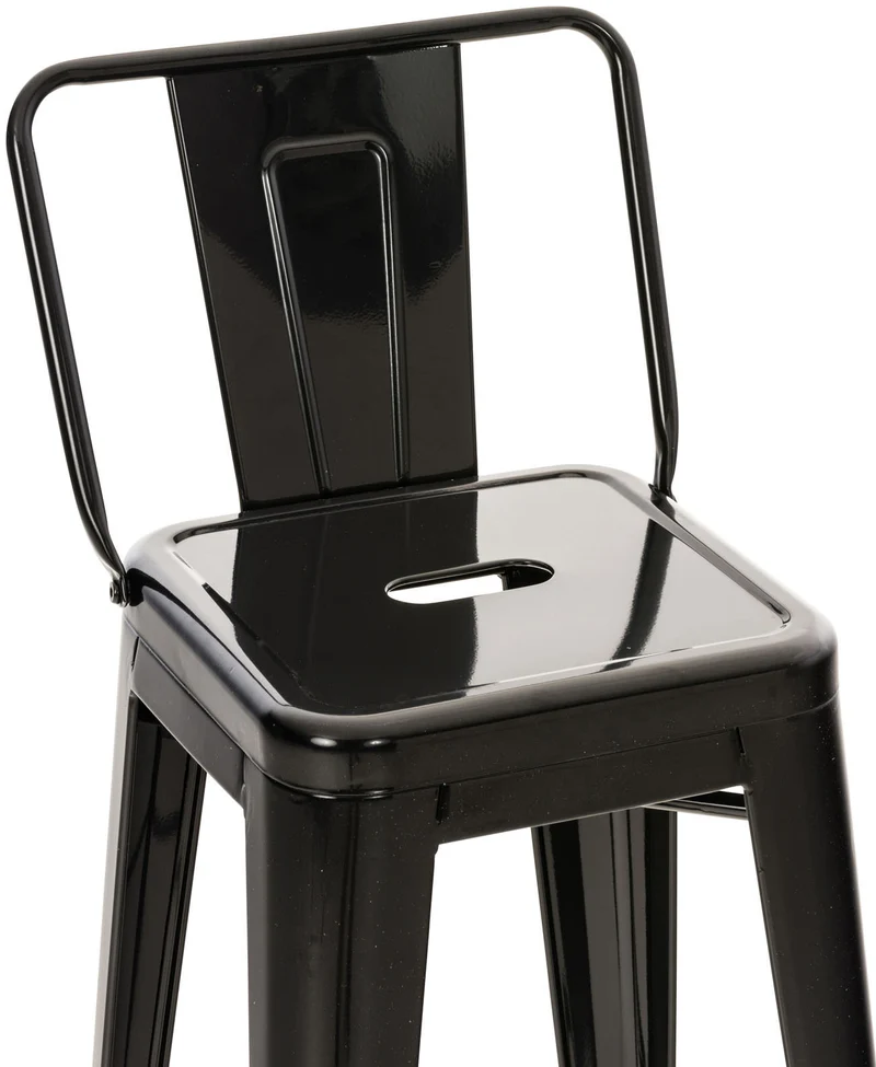 Lot de 2 tabourets de bar industriel en métal avec repose-pied couleur noir TDB10141