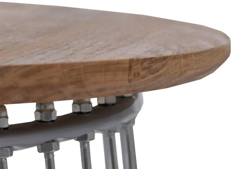 Table basse ronde Ø 50 cm table d’appoint design avec double plateau métal et MDF marron 04_0008792