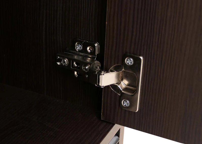 Commode design moderne avec 4 portes et compartiments 94 x 79 x 40 cm finition noyer MDF et métal 04_0009206