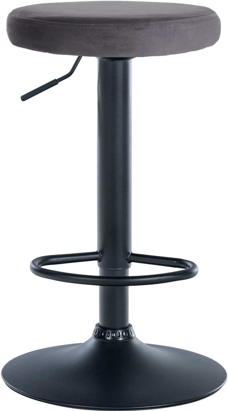 Lot de 2 tabourets de bar design simple hauteur réglable revêtement en velours gris foncé pieds en métal noir 10_0006810